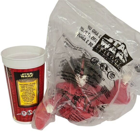 Star Wars Episode I Queen Amidala Cup + Toy Figure Lid - Pizza Hut KFC 1999 - Picture 1 of 11